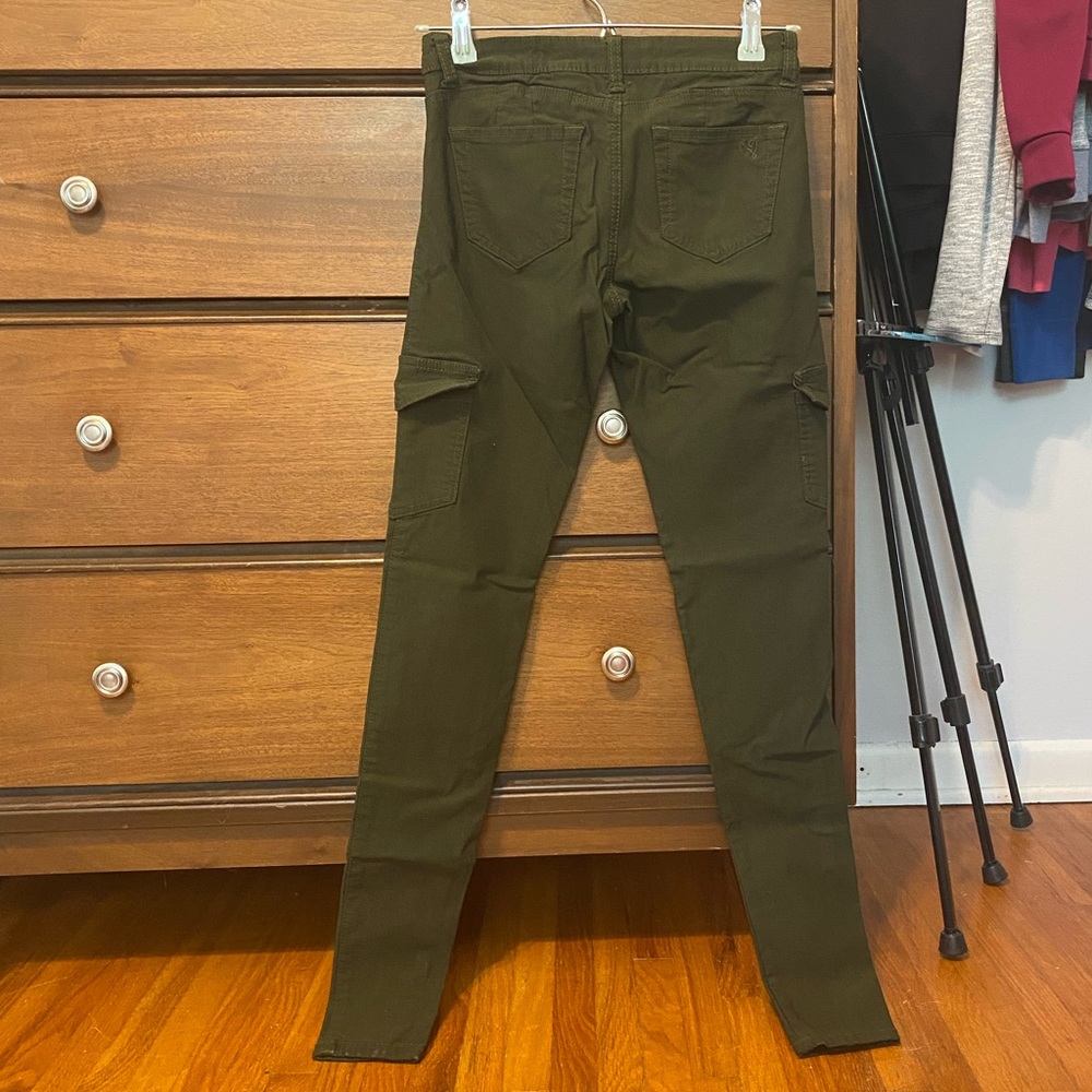 Skinny green cargo style pants